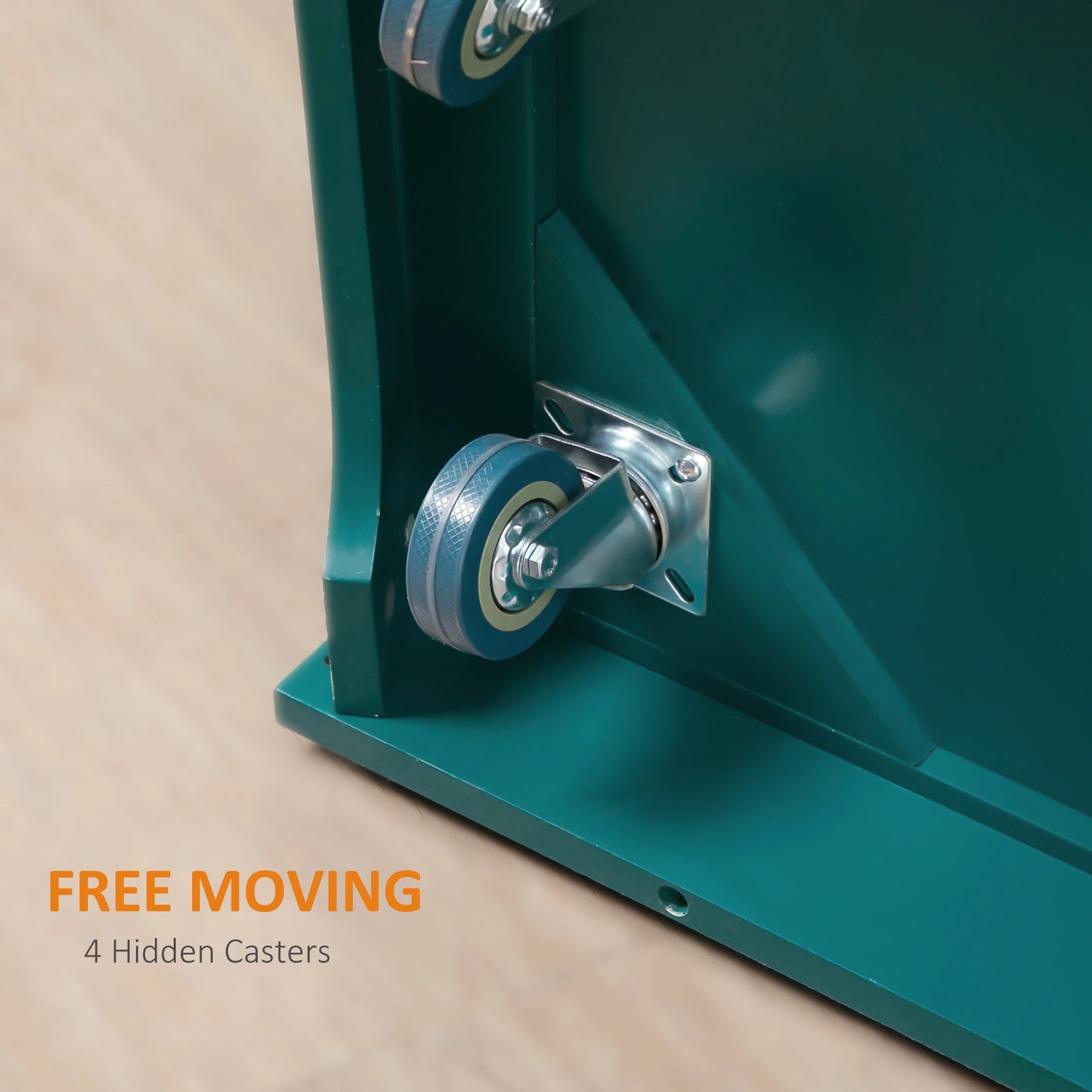 Rolling Kitchen Island Storage Cart, Kitchen Cabinet with Stainless Steel Top, Glass Door & Drawers for Kitchen, Green