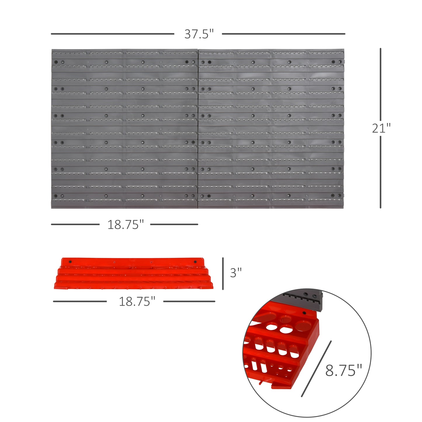 54 Piece Hanging Panel Tool Organization Rack for Garage Wall 50 Hooks