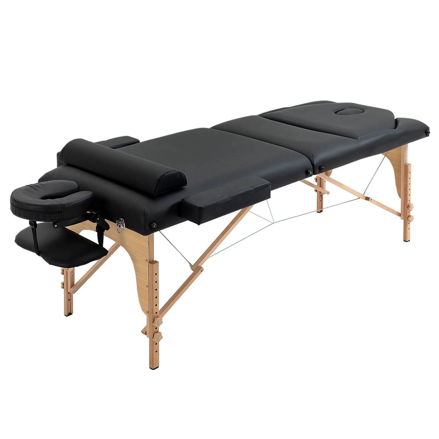 72 Inches Portable Reiki Massage Table 4inch Thickened Pad Folding Adjustable Height Health SPA Tatto Bed Black