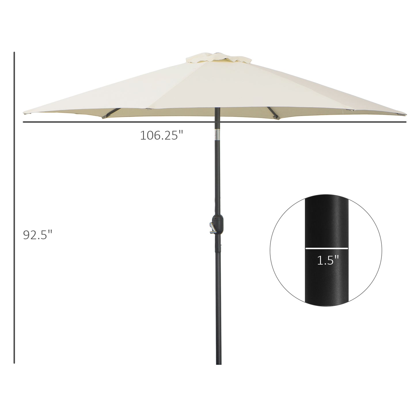 Outsunny 9' Patio Umbrella with Crank Handle Tilt Canopy Market Sunshade