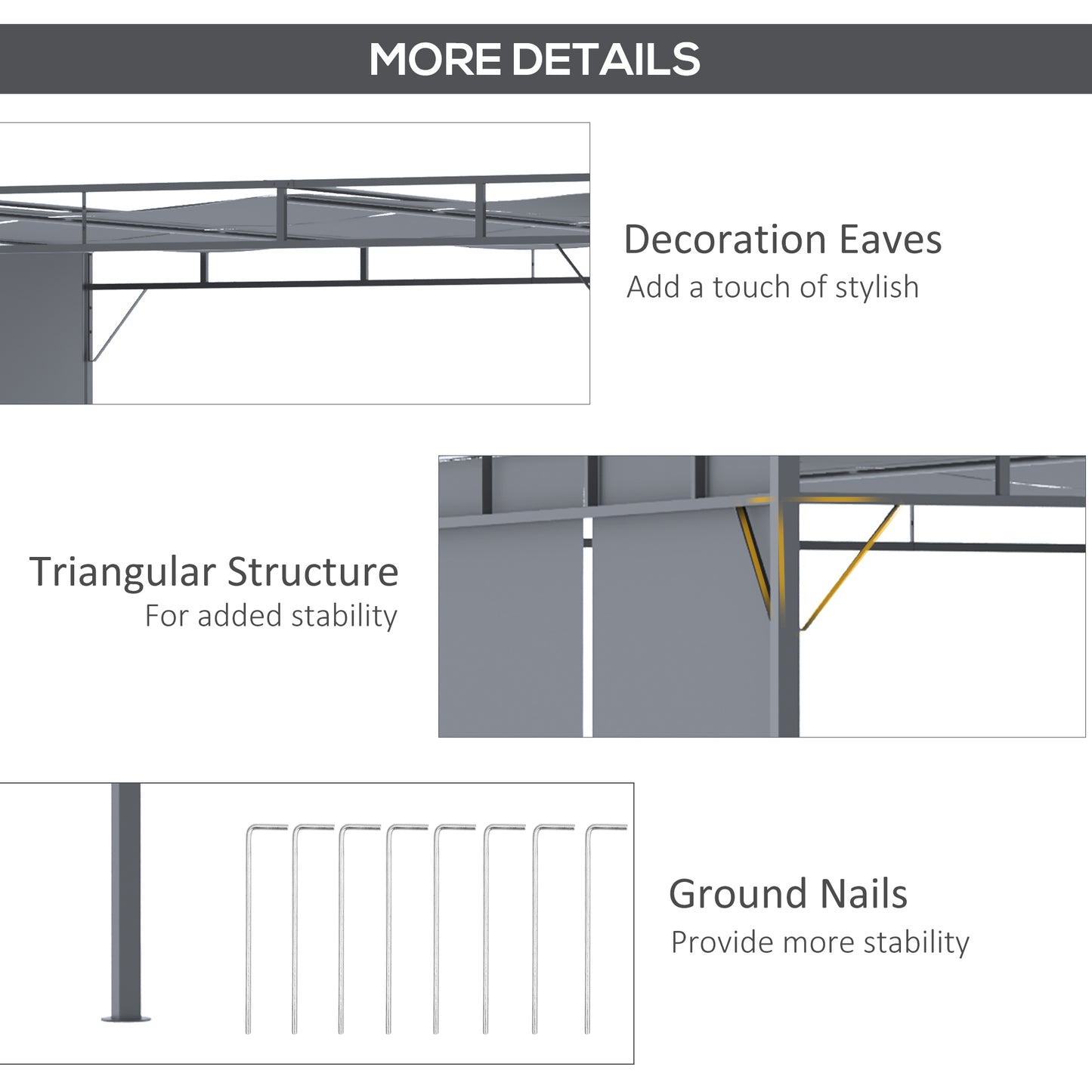 10' x 10' Retractable Pergola Canopy Patio Gazebo Sun Shelter with Steel Frame for Outdoor, Dark Grey