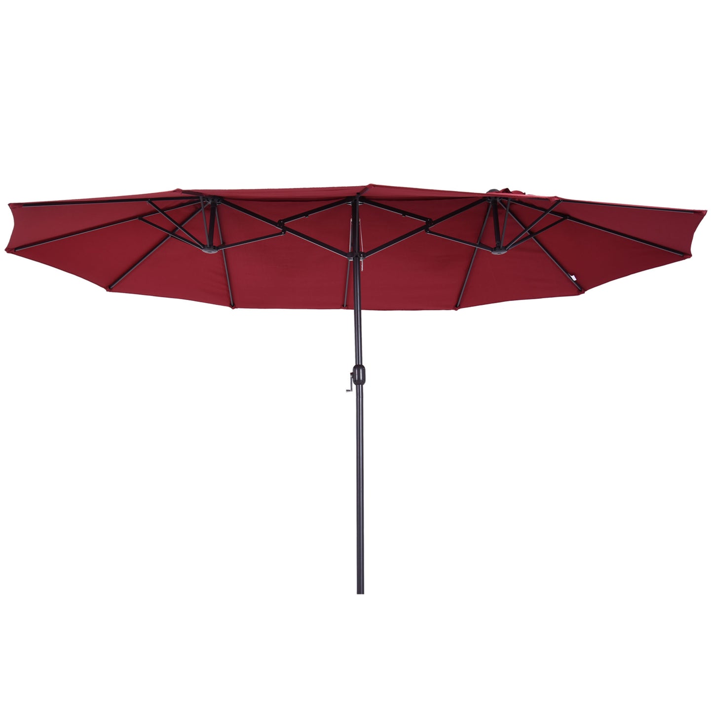 Outsunny 15' Outdoor Patio Umbrella with Twin Canopy Sunshade Steel Table Umbrella with Lift Crank Red