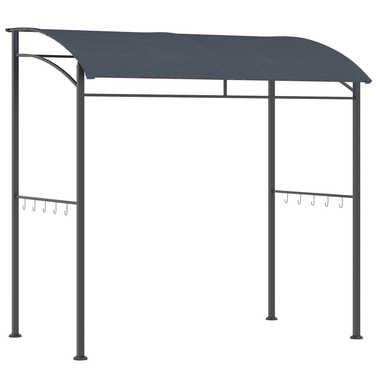 Outsunny 7' x 5' BBQ Grill Gazebo Tent Garden Grill Metal Frame and Canopy with Hooks Outdoor Sun Shade