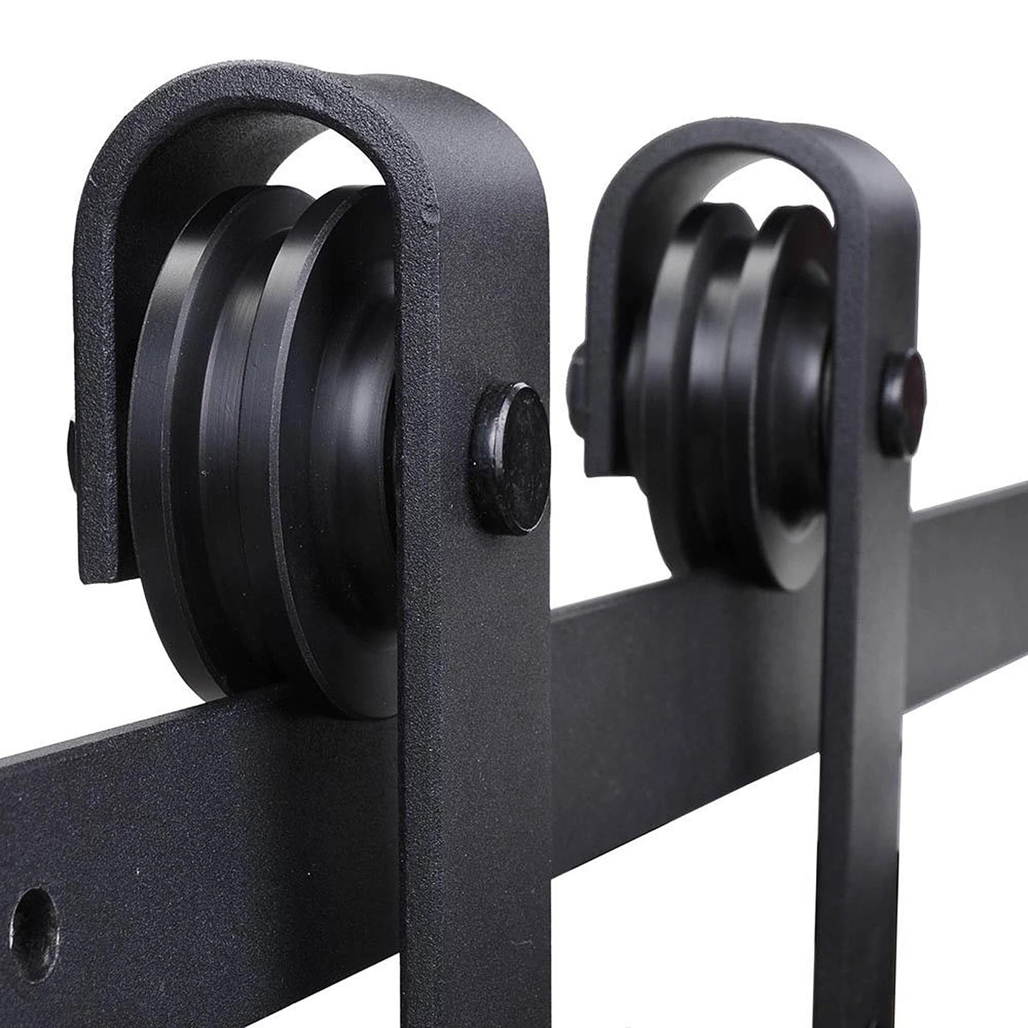 6.6FT CARBON STEEL Sliding Wood Barn Door Hardware Track Set Door System Carbon Steel J Shape Roller