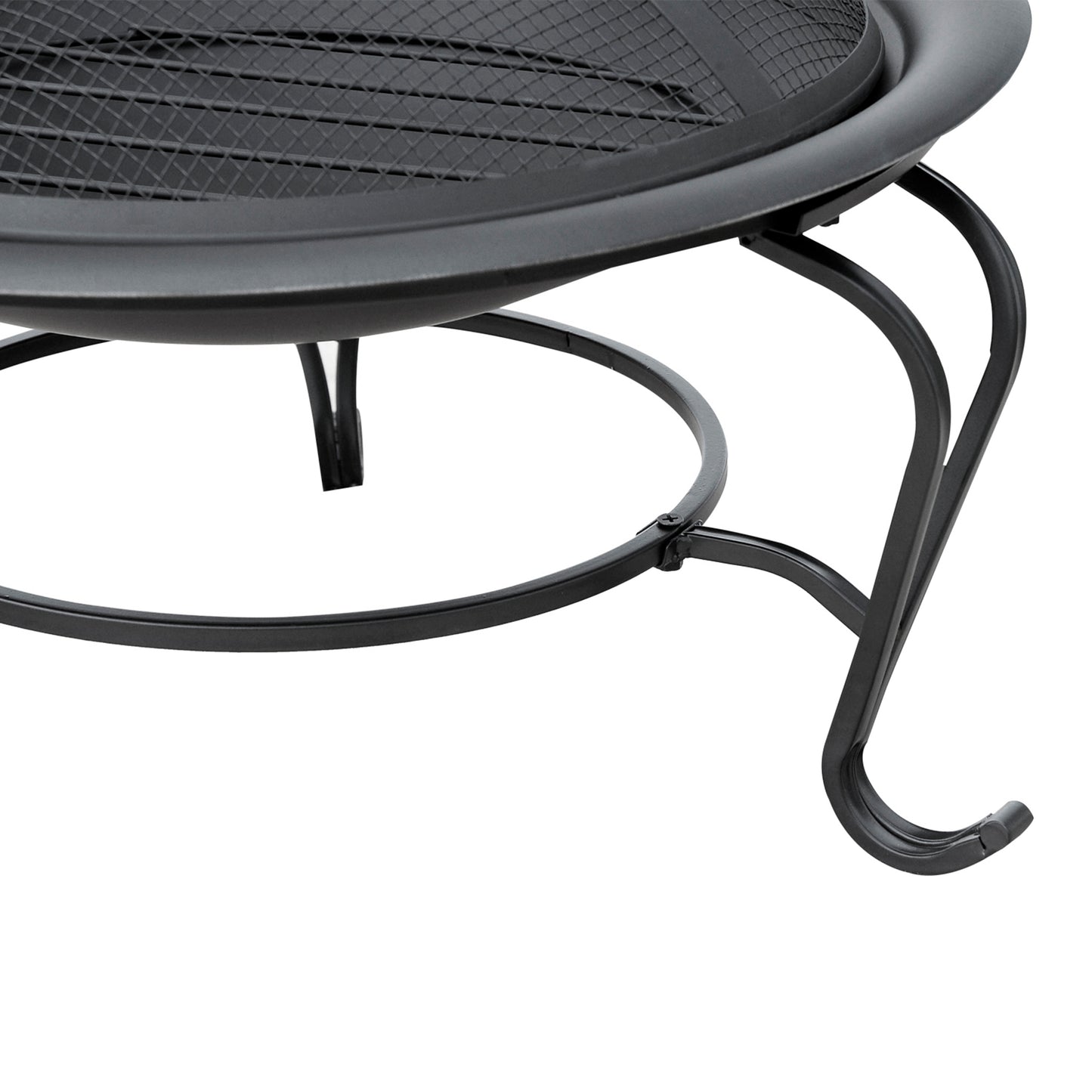 Outsunny 22" Round Fire Pit with Poker and Spark Screen Wood Burning Patio Fireplace Black