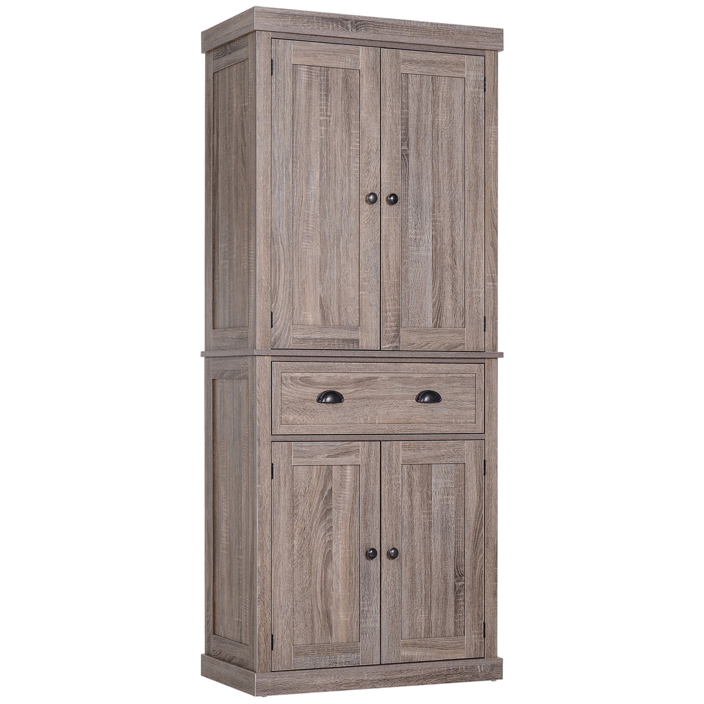 72.5" H Traditional Freestanding Kitchen Pantry Cabinet Traditional Spacious Storage Closet with 1 Drawer Kitchen Pantry Cupboard Cabinet, Wood Grain