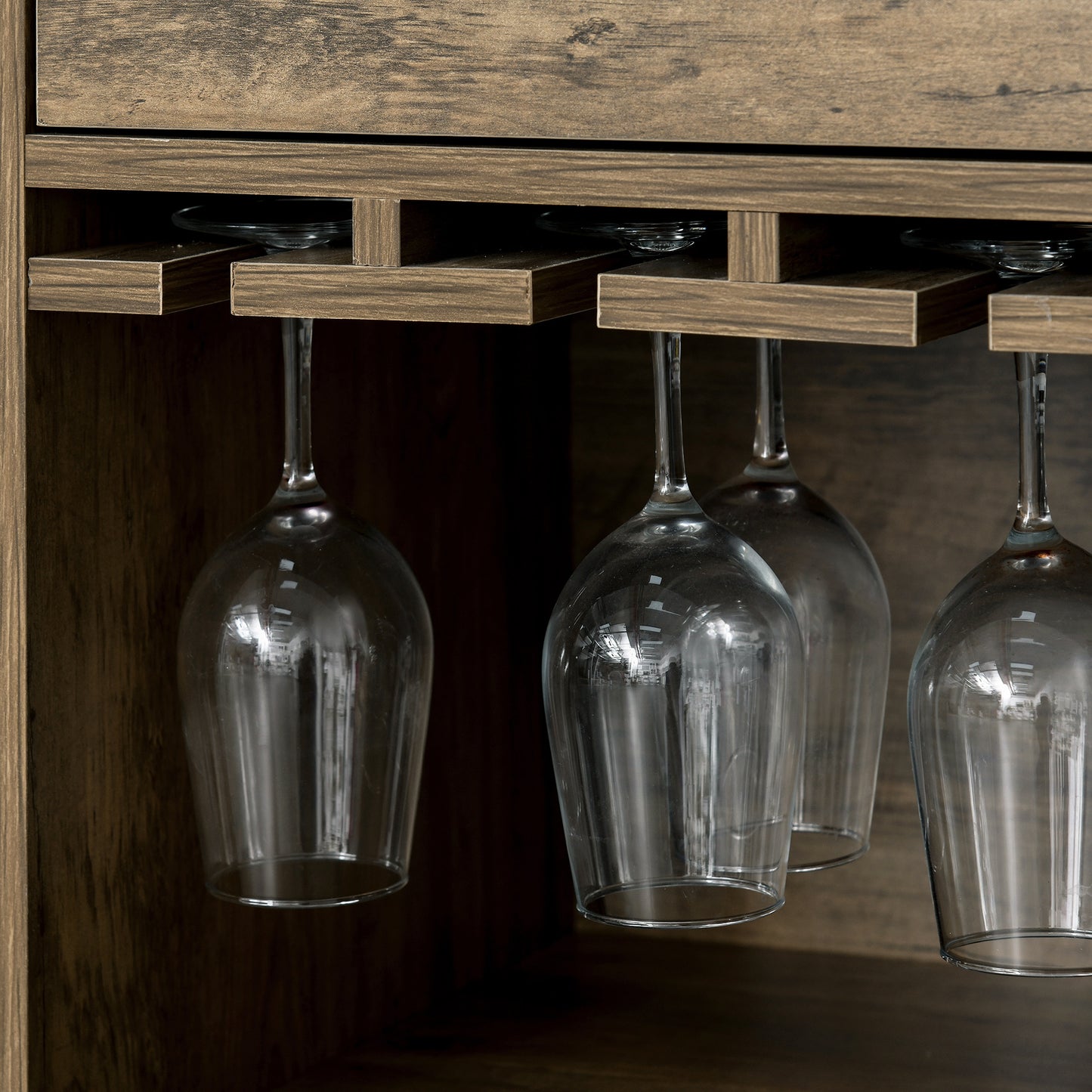 Farmhouse Sideboard Buffet Table Storage Cabinet with 3 Drawers, X-Shaped Wine Rack, Steamware Holder and Cabinets