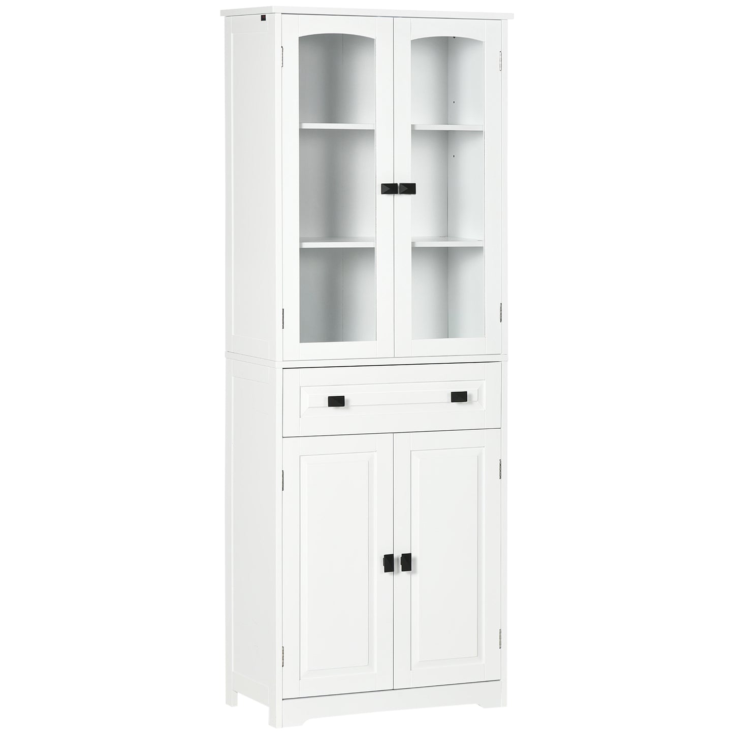 63" 4-Door Kitchen Pantry Cabinet, Freestanding Storage Cabinet Cupboard with Adjustable Shelves, White