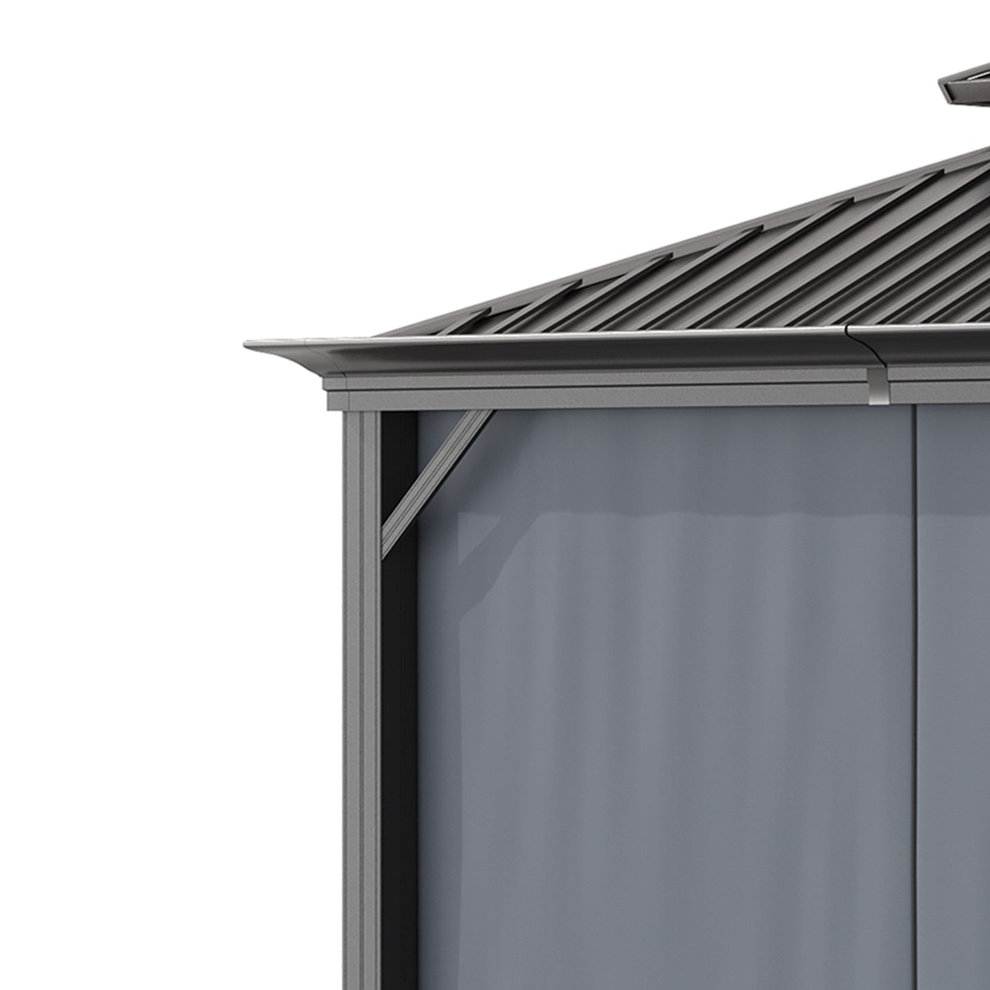 Outsunny 12' x 10' Outdoor Hardtop Gazebo with Galvanized Steel Canopy & Netting Sidewalls for Lawn, Backyard, Dark Grey