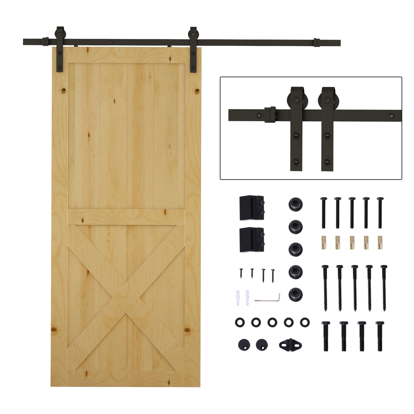 6.6FT CARBON STEEL Sliding Wood Barn Door Hardware Track Set Door System Carbon Steel J Shape Roller