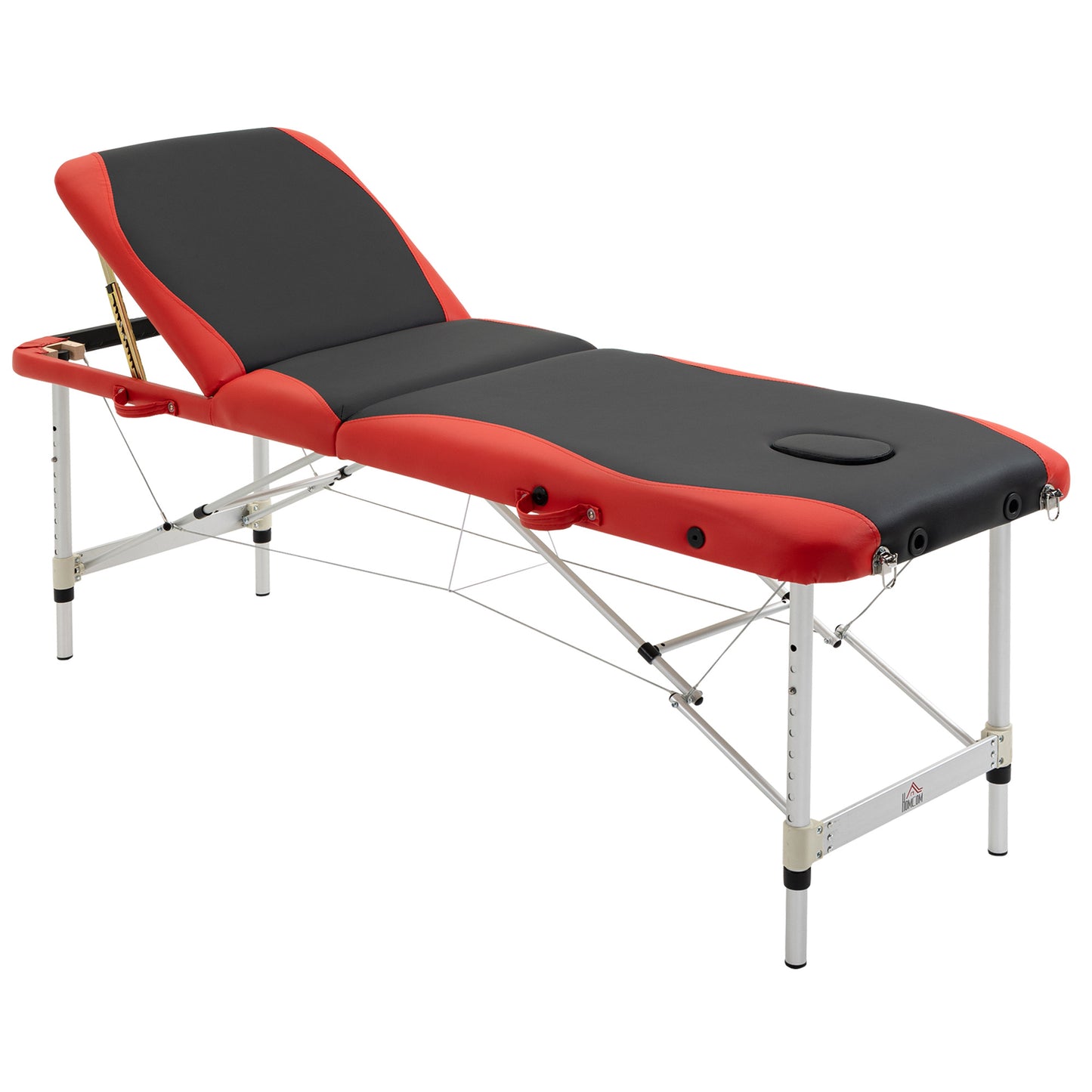 73" 3 Section Foldable Massage Table Professional Salon Spa Facial Couch Bed (Black/Red)