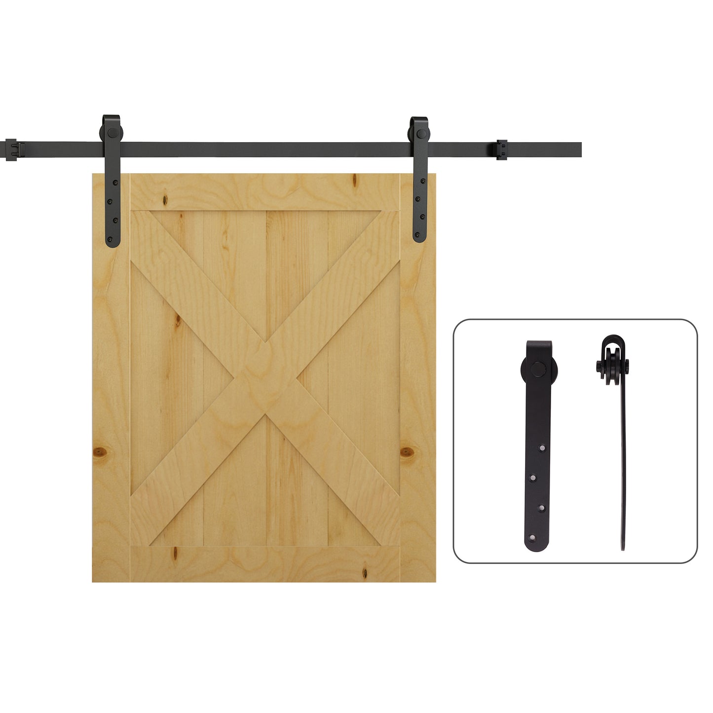 6FT Antique Sliding Barn Wood Door Hardware Kit Cabinet Closet Hanger Set Coffee