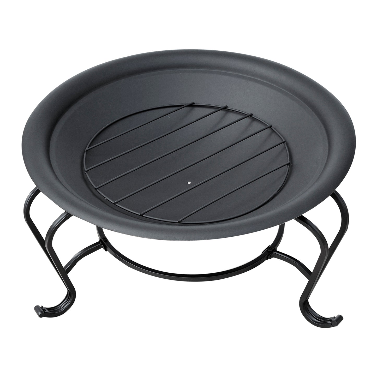 Outsunny 22" Round Fire Pit with Poker and Spark Screen Wood Burning Patio Fireplace Black