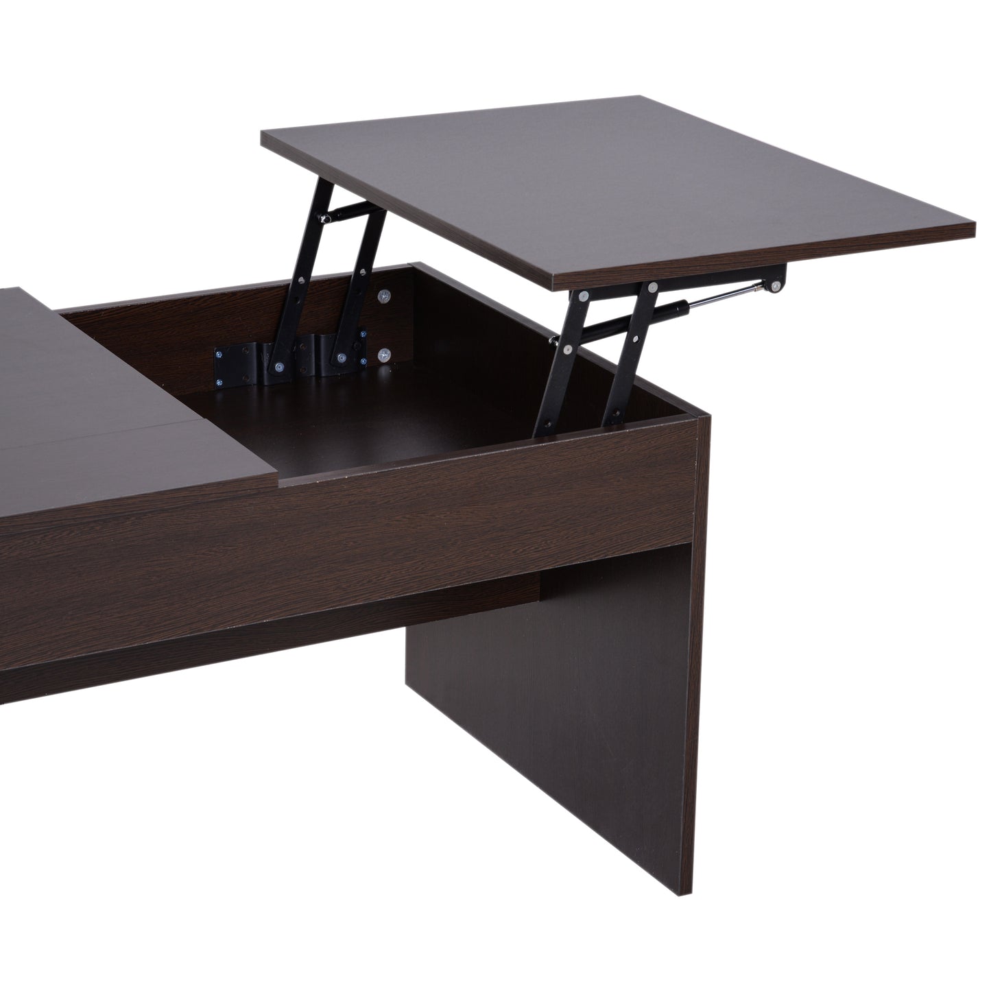 Modern Lift Top Coffee Table Hidden Compartment Living Room Dark Brown