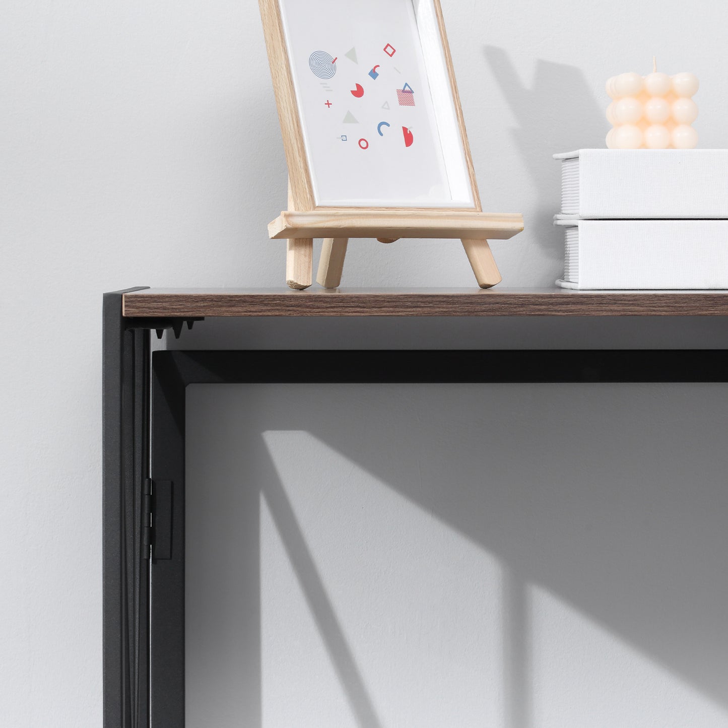 Foldable Console Table, Industrial Sofa Table, Narrow Farmhouse Table with Metal Frame for Living Room, Entryway, Foyer, Brown