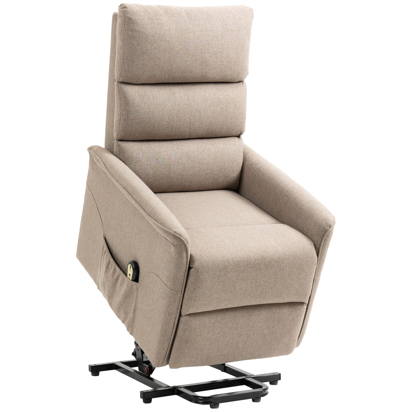 Power Lift Chair Recliner for Elderly, Padded Reclining Chair with Remote Control, Side Pockets for Living Room, Brown