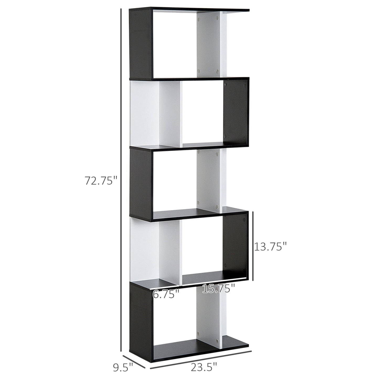 Modern Bookcase 5-Tier Display Shelf Storage Shelf Room Divider Living Room Home Office Furniture, Black