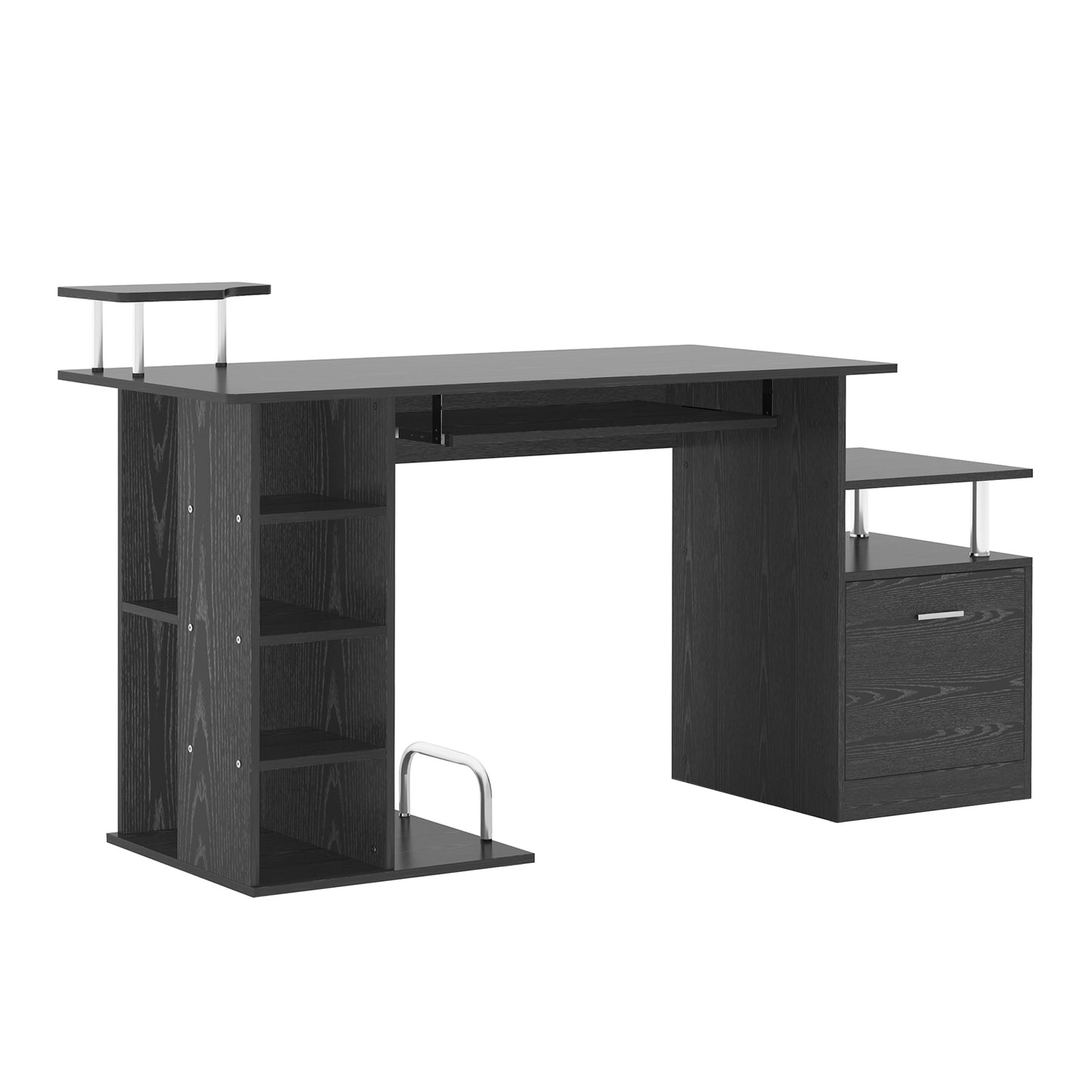 Wood Computer Desk Table Laptop Workstation with Storage Shelf Drawer Office Home Black