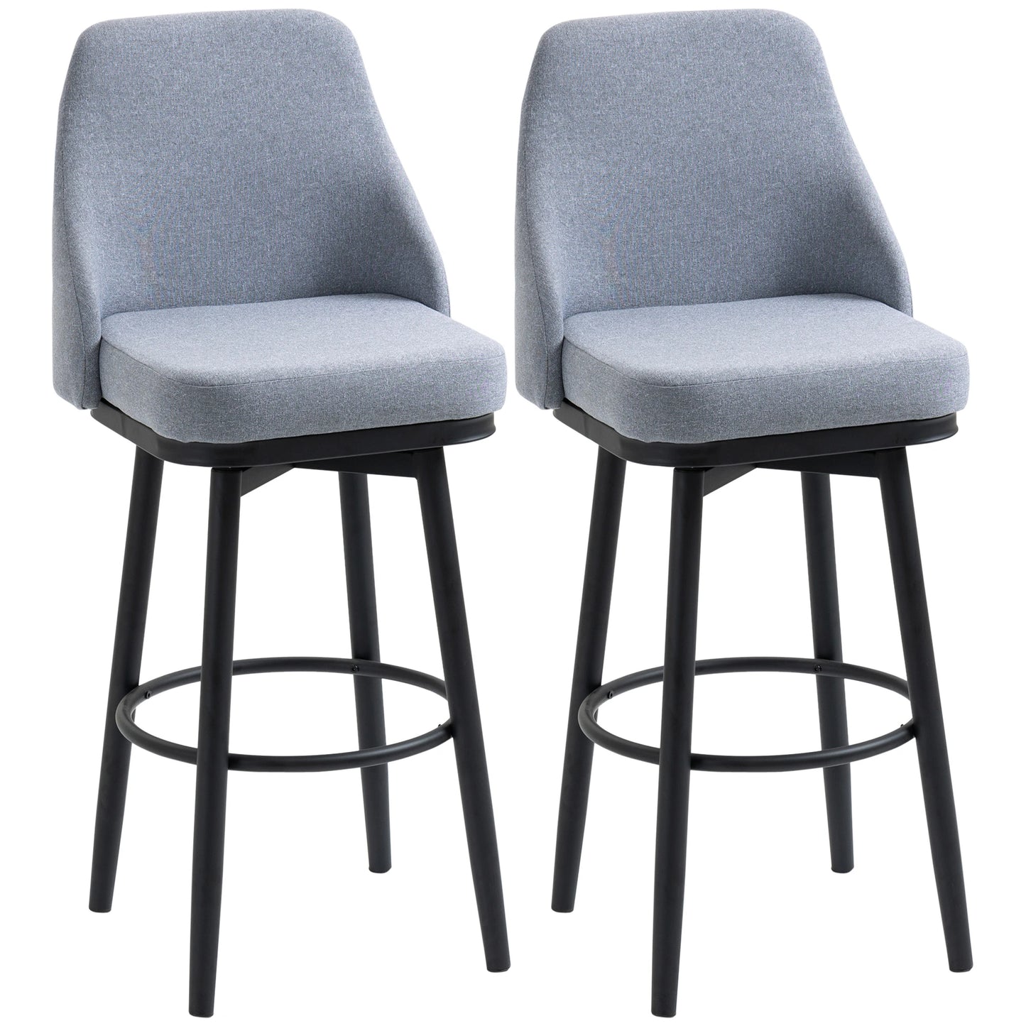 Extra Tall Bar Stools Set of 2, Modern 360° Swivel Barstools, Dining Room Chairs with Steel Legs Footrest, Light Grey