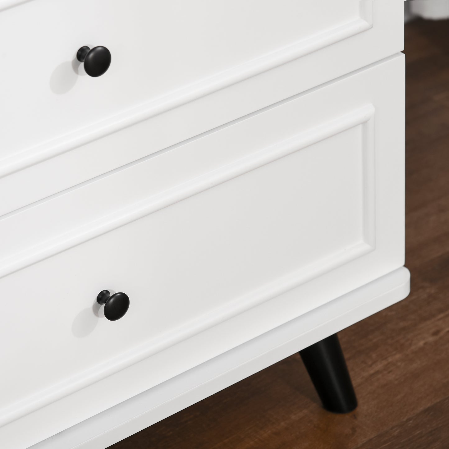 3 Drawer Dresser, Chest of Drawers Storage Cabinet with Solid Wood Legs and Handles for Living Room, White