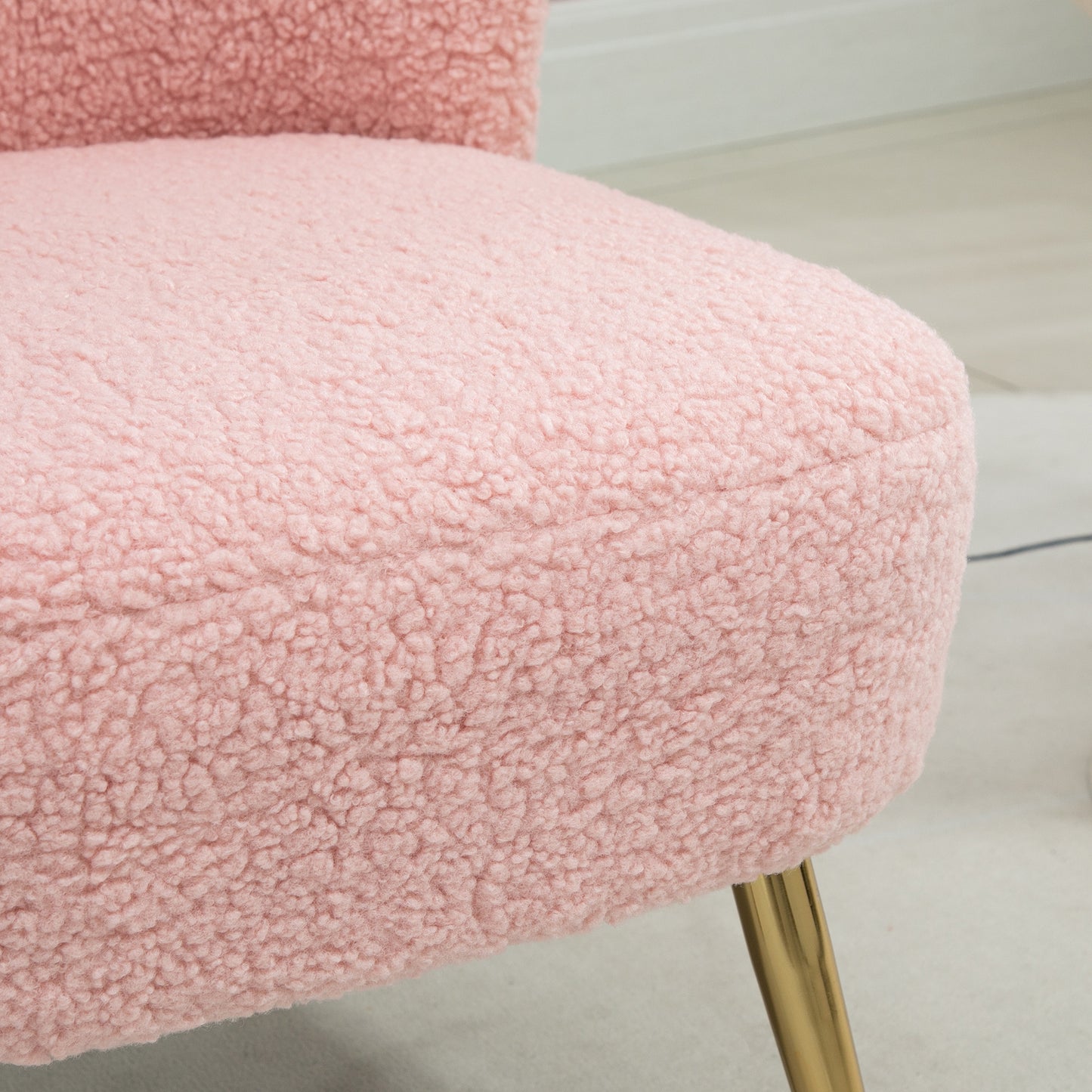 Lounge Chair for Bedroom Living Room Chair with Soft Upholstery and Gold Legs Pink