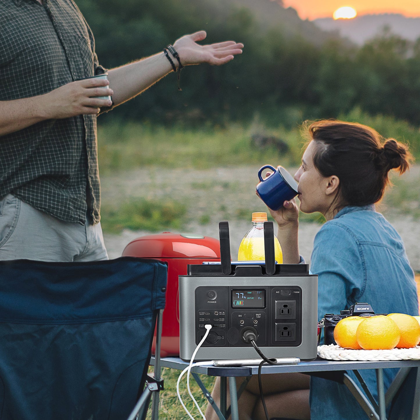 Outsunny Portable Power Station, 614Wh Outdoor Generator, LiFePO4 Battery with PD Fast Fully Charging, 2x110V/600W Pure Sine Wave AC Outlets, Power Supply for Road Trip Camping, Outdoor Adventure