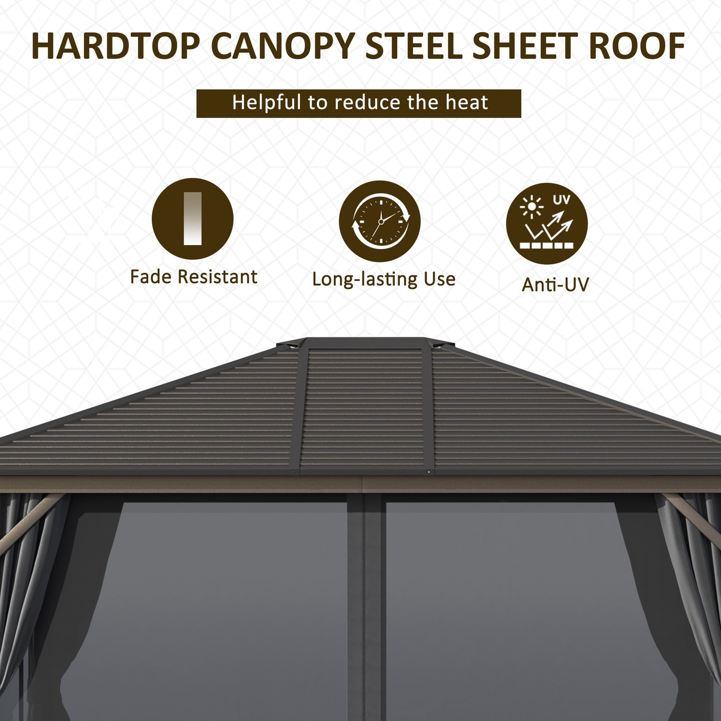 Outsunny 10' x 12' Deluxe Hardtop Gazebo with Metal Roof, Aluminum Frame Patio Gazebo Garden Sun Shelter Outdoor Pavilion with Curtains and Netting, Grey