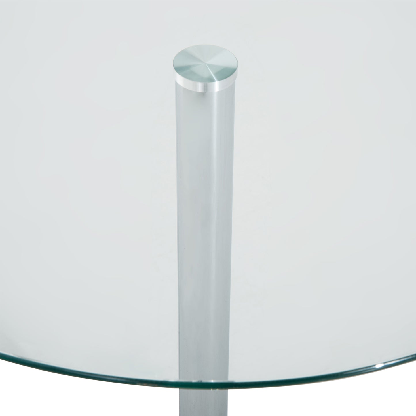 Round Bar Table, Modern Pub Table with Tempered Glass Top, Galvanized Metal Base, Small Dining Table, Silver