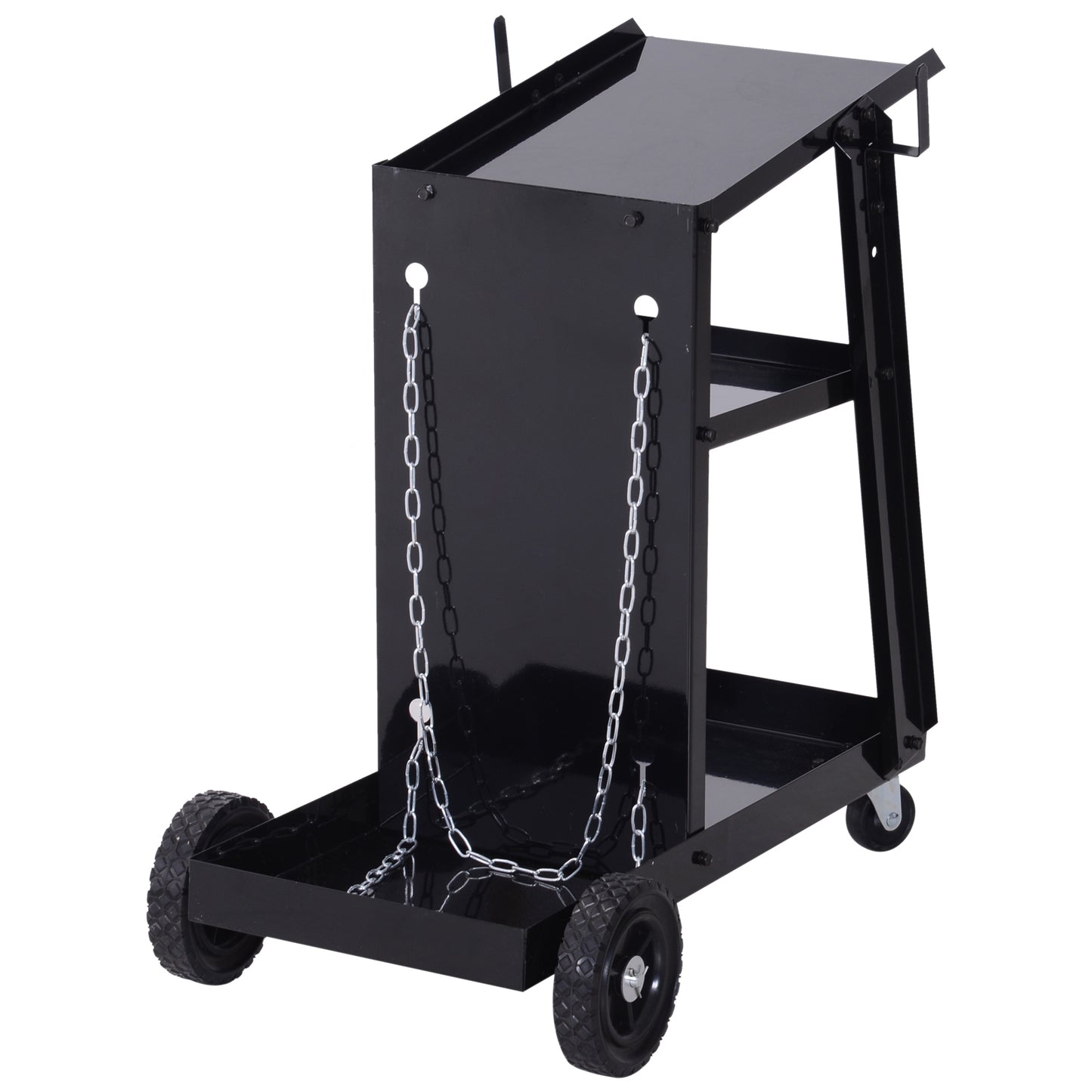 3 Tier Welding Cart Welder Trolley Garage Welding/Plasma Cutter Cart for Tanks Gas Bottles w/ Safety Chain Black