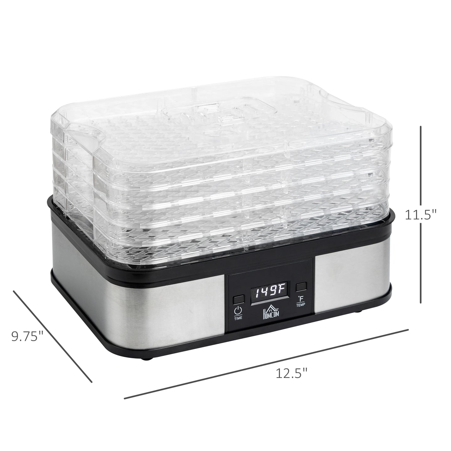 Food Dehydrator Machine with Adjustable Timer, Temperature Control, Digital Display, Food Dryer Machine for Snack, Fruit, Jerky, Meat, Herbs, Dog Treats, 245W, BPA Free