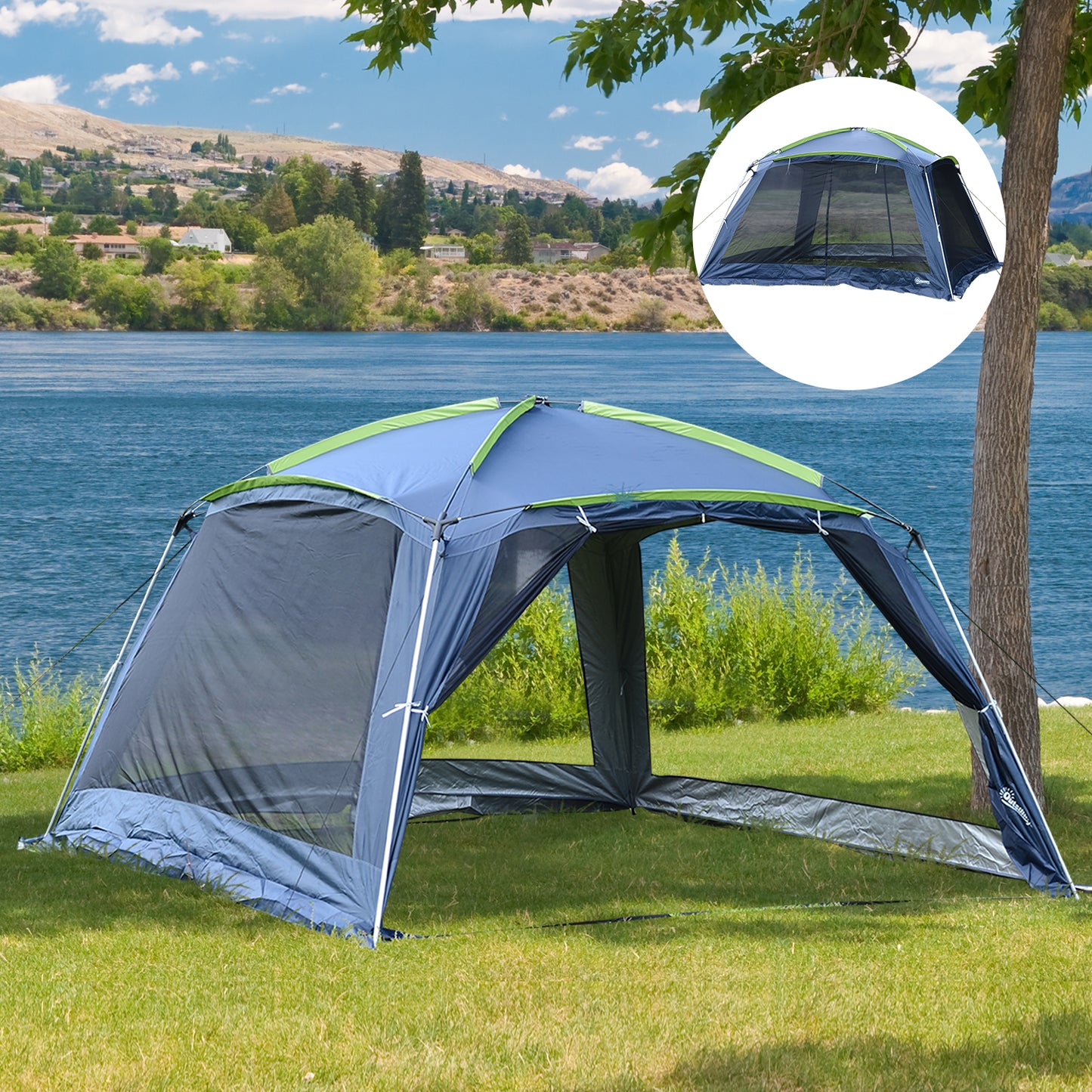 Outsunny 12’x12’x7’ 5-8 Persons Portable Outdoor Camping Tent Waterproof Shelter