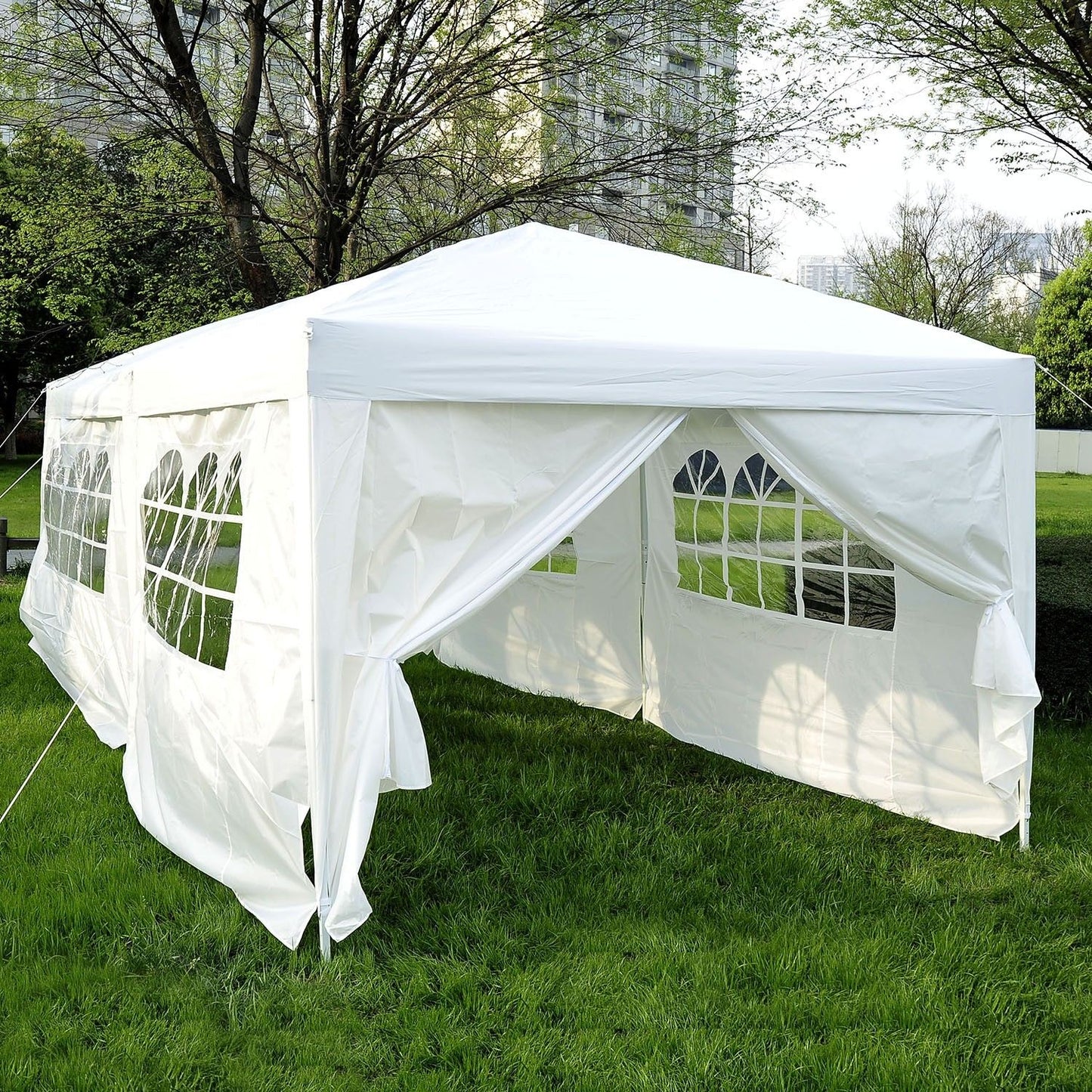 Outsunny 10’x20’ Outdoor Folding Pop Up Party Tent Wedding Gazebo Canopy Patio Shelter with 6 Sidewalls, White