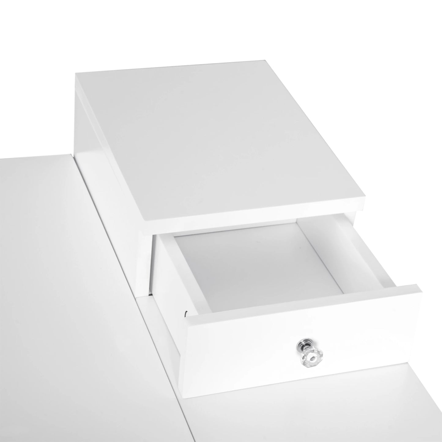 Modern Dressing Table with Mirror, Make Up Desk with Flip-up Top, 2 Drawers, White