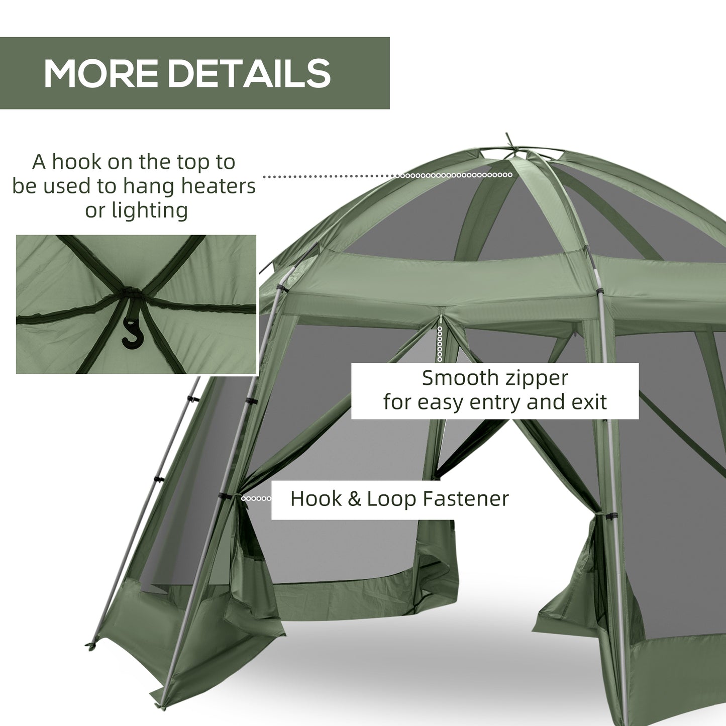 Outsunny Camping Tent for 6-8 Person, Portable Family Tent with Carrying Bag, Easy Set Up for Hiking and Outdoor, Dark Green