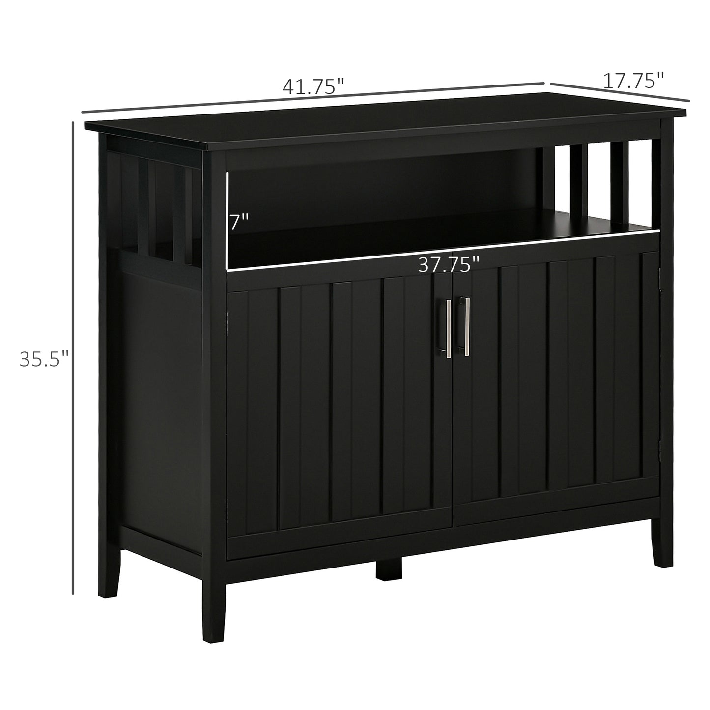 Sideboard Buffet Server Cupboard Storage Cabinet Console Table with 2 Doors and Adjustable Shelves for Kitchen & Dining Room, Black