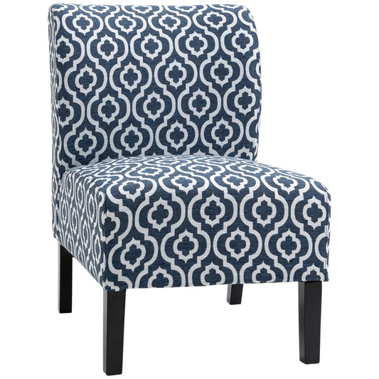 Armless Accent Chair for Bedroom, Upholstered Slipper Side Chair for Living Room with Wood Legs, Blue