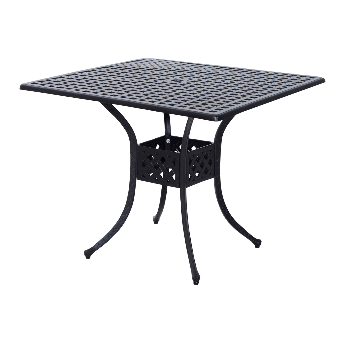 Outsunny 36" x 36" Square Metal Outdoor Patio Bistro Table with Umbrella Hole, Black