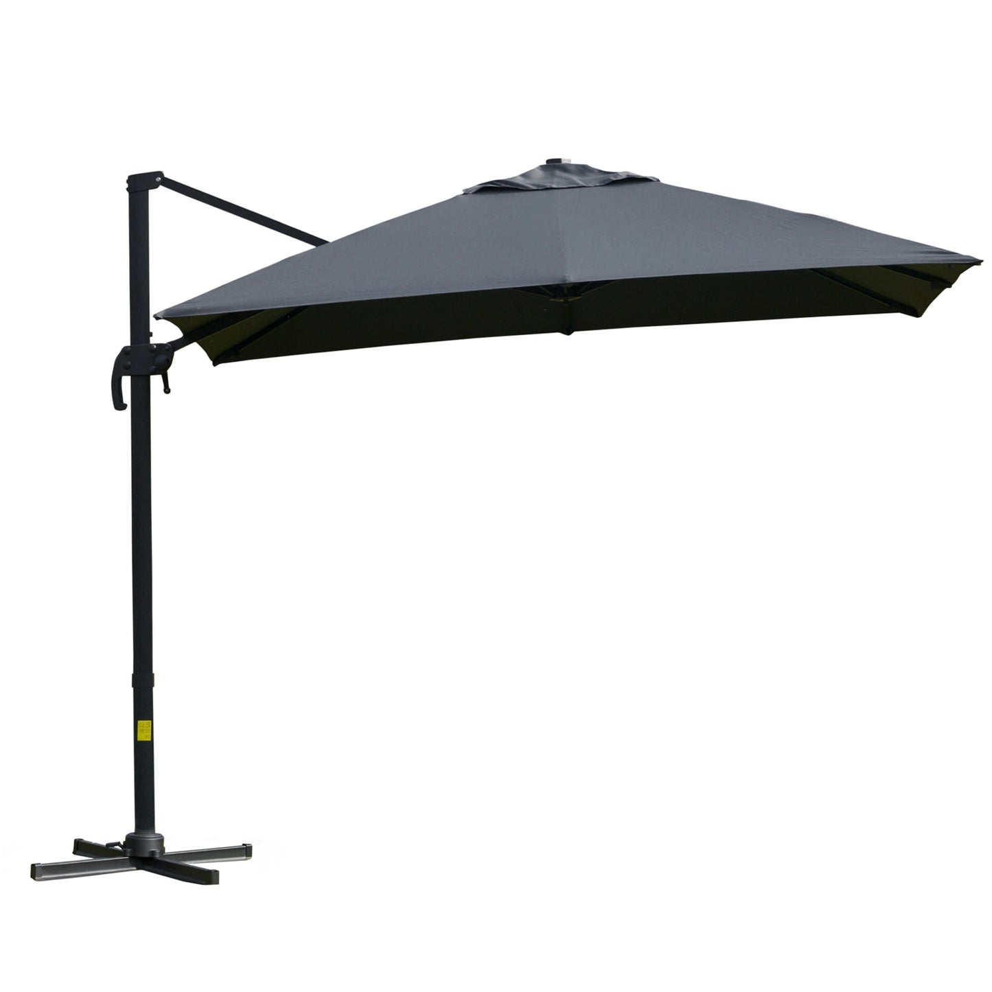 Outsunny 10x10ft Patio Cantilever Umbrella Rotatable Square Top Grey