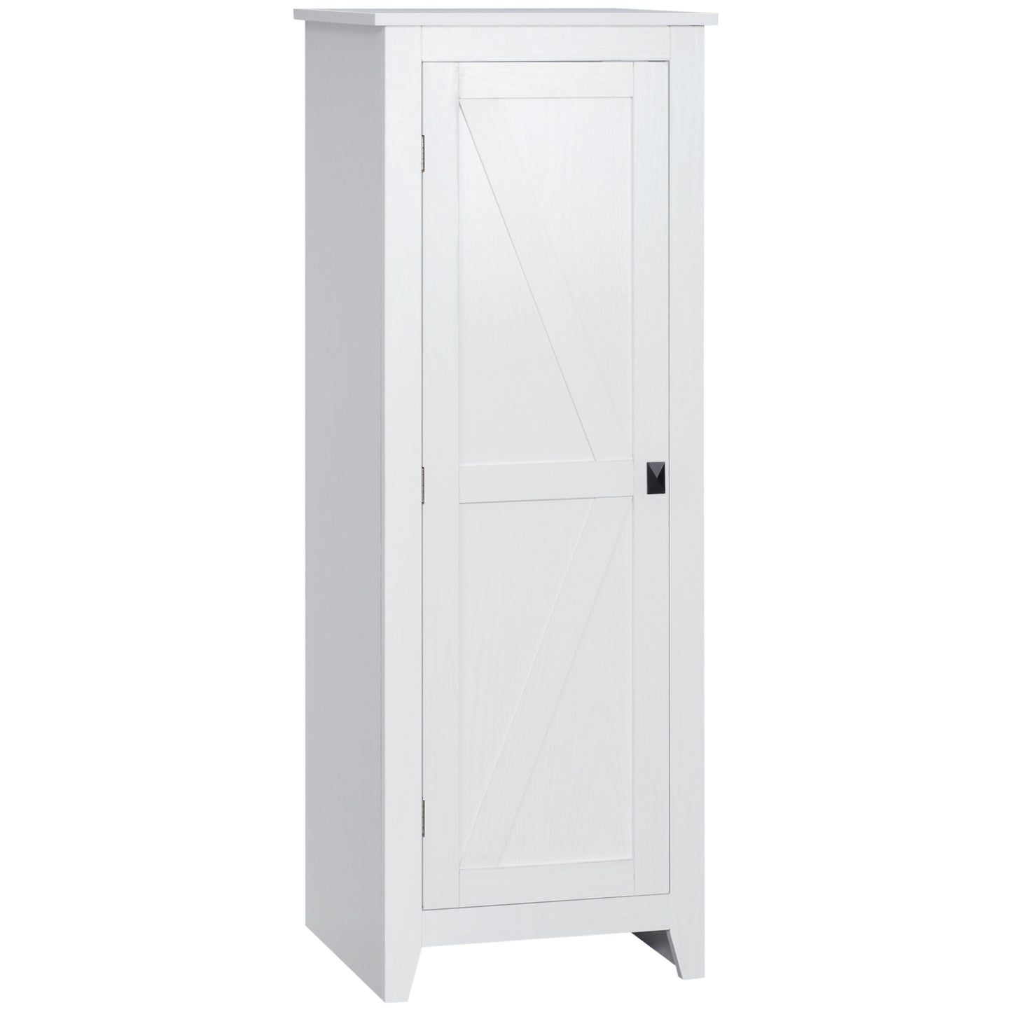 Freestanding Kitchen Pantry, Storage Cabinet with Barn Door and Adjustable Shelves, 47.25", White