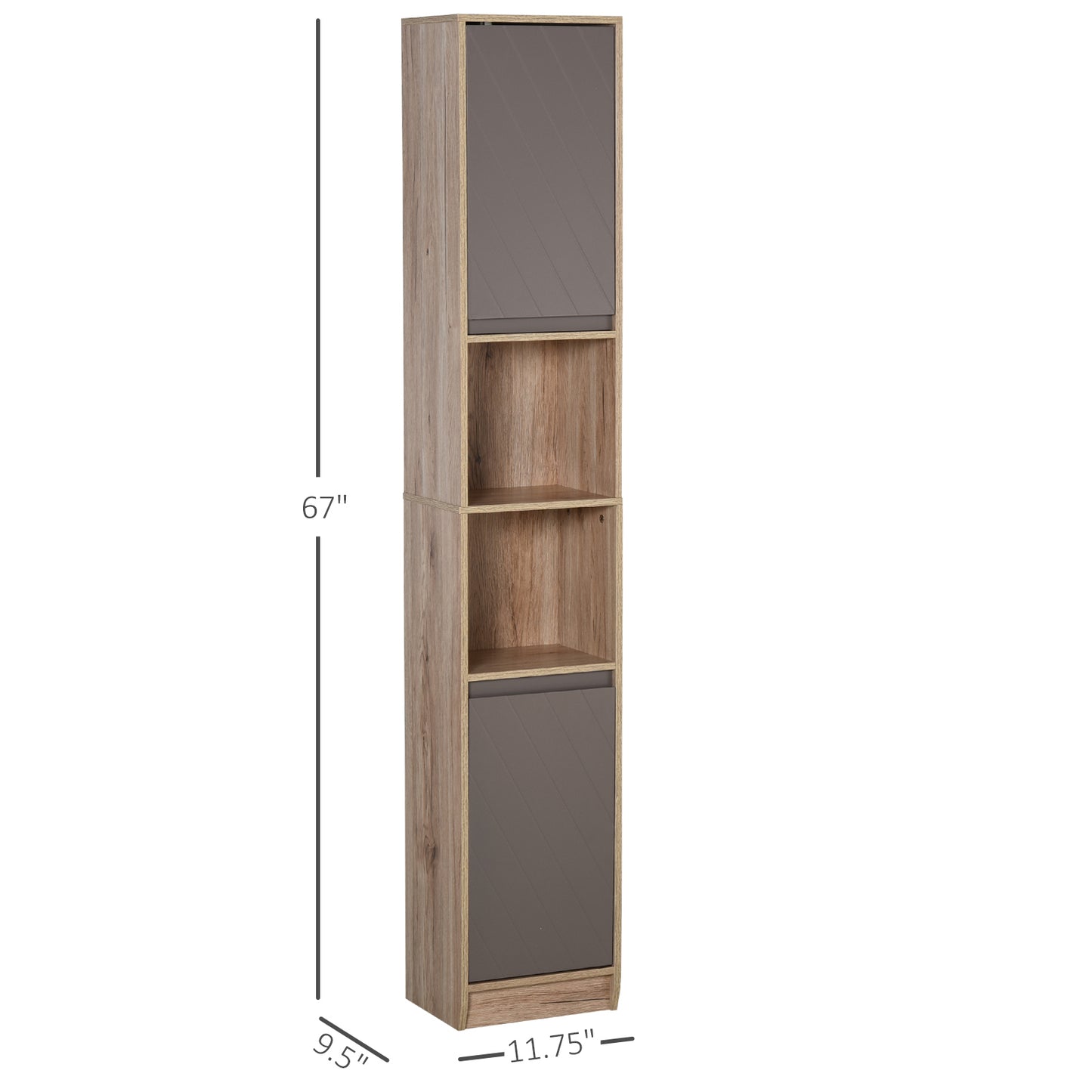 7''/170cm Freestanding Bathroom Tall Storage Cabinet Organizer Tower Cupboard Shelves Wooden Furniture