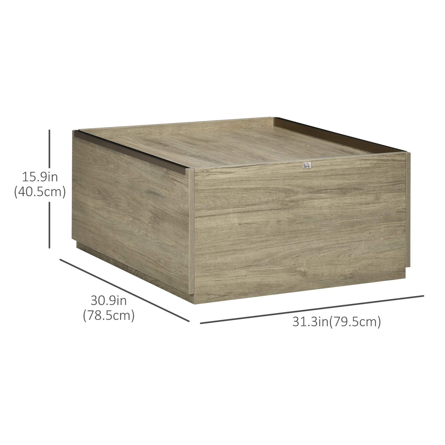 Coffee Table with Hidden Storage Drawers, Modern Center Table for Living Room Home Office, Oak