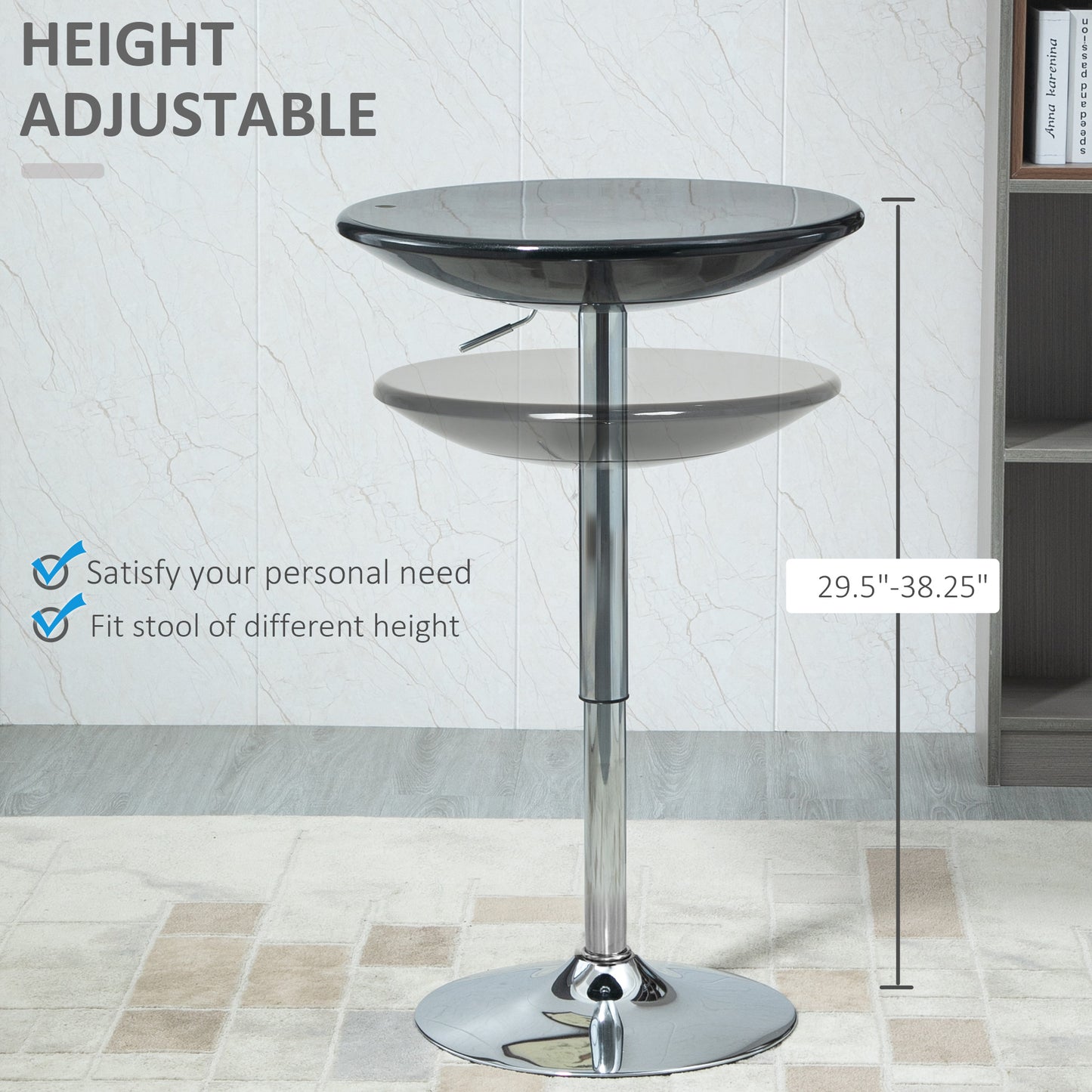 Round Cocktail Bar Table Metal Base Tall Bistro Pub Desk Adjust Counter Height