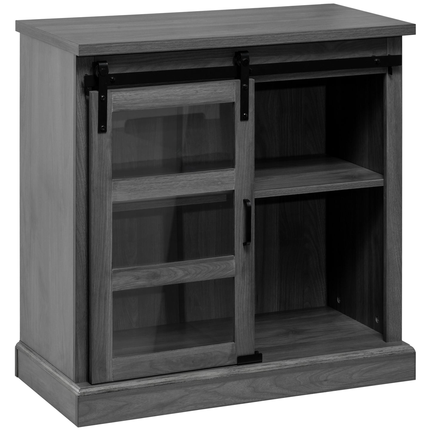 Buffet Cabinet Kitchen Storage Sideboard with Glass Sliding Door, Adjustable Shelf for Dining Room, Grey