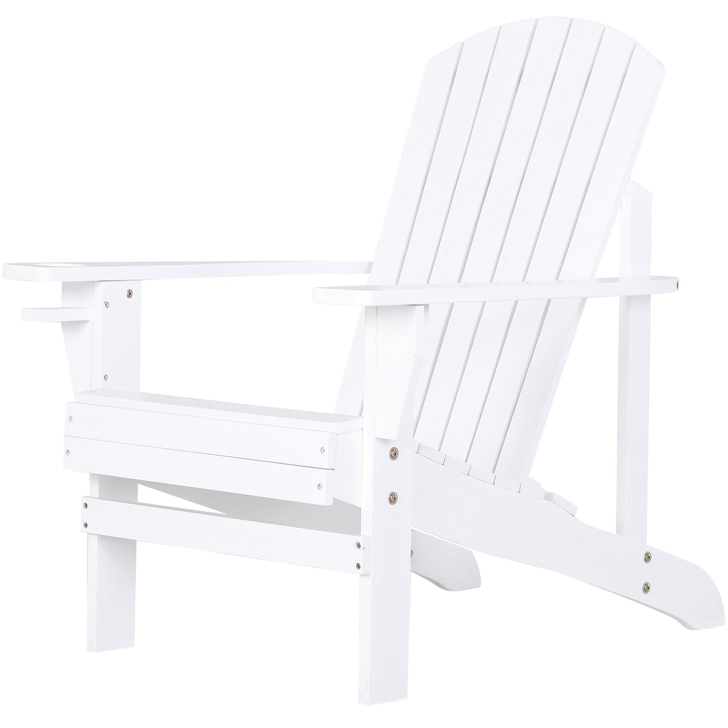 Classic Adirondack Chair, Muskoka Chairs, Garden Deck Chair with Cup Holder for Patio, Indoor, Backyard, White