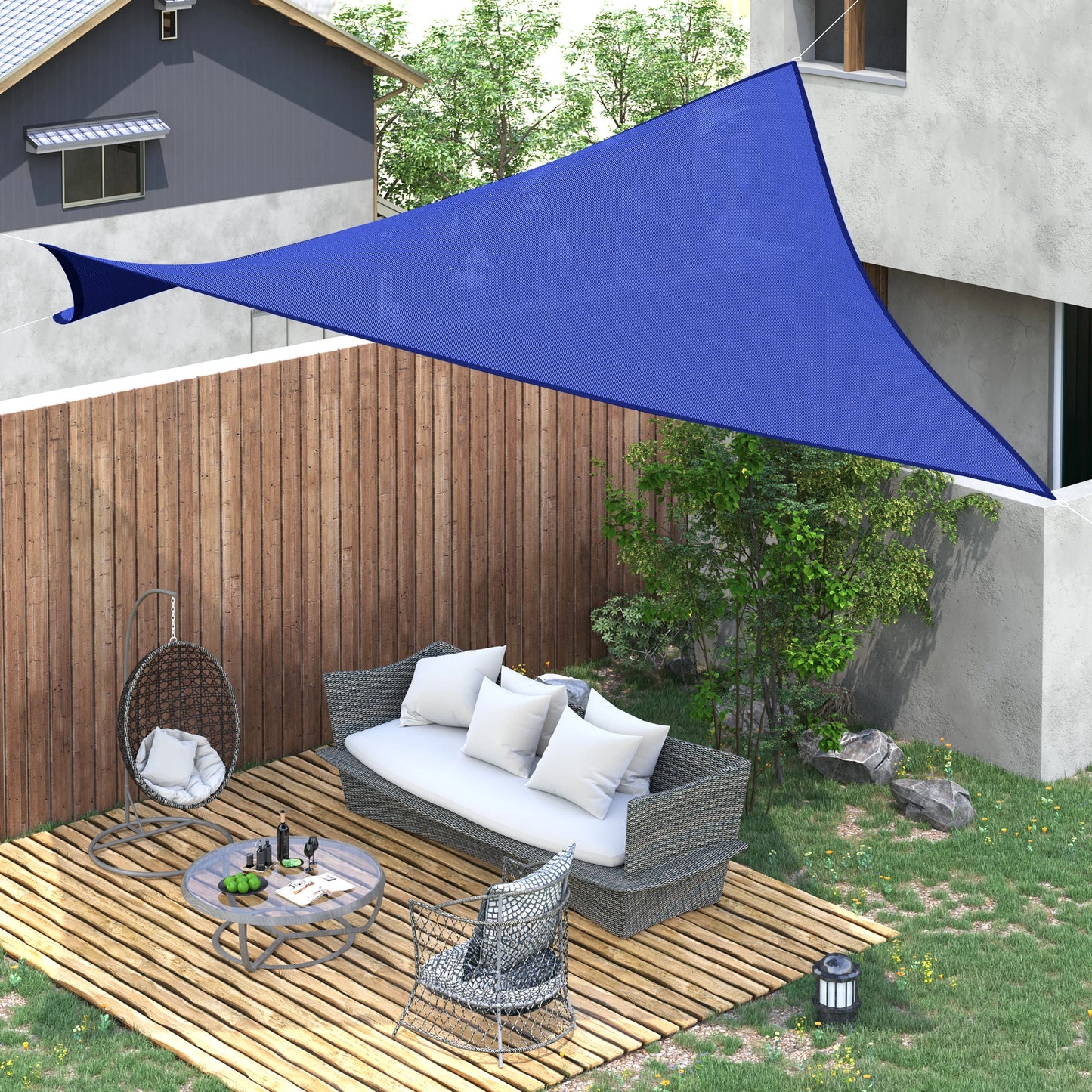 Outsunny Rectangle 20'x 16' Sun Shade Sail Top Cover Fabric Outdoor Shelter Backyard Window Garden Sand Carrying Bag Blue