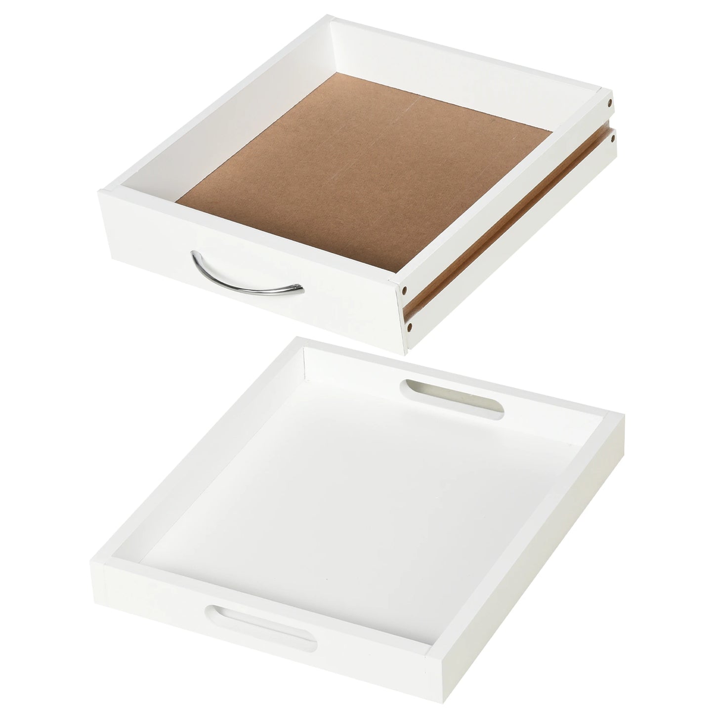 4-Tier Kitchen Cart Serving Trolley with Drawer, Pull Out Trays, Rolling Wheels for Dining Living Room, White