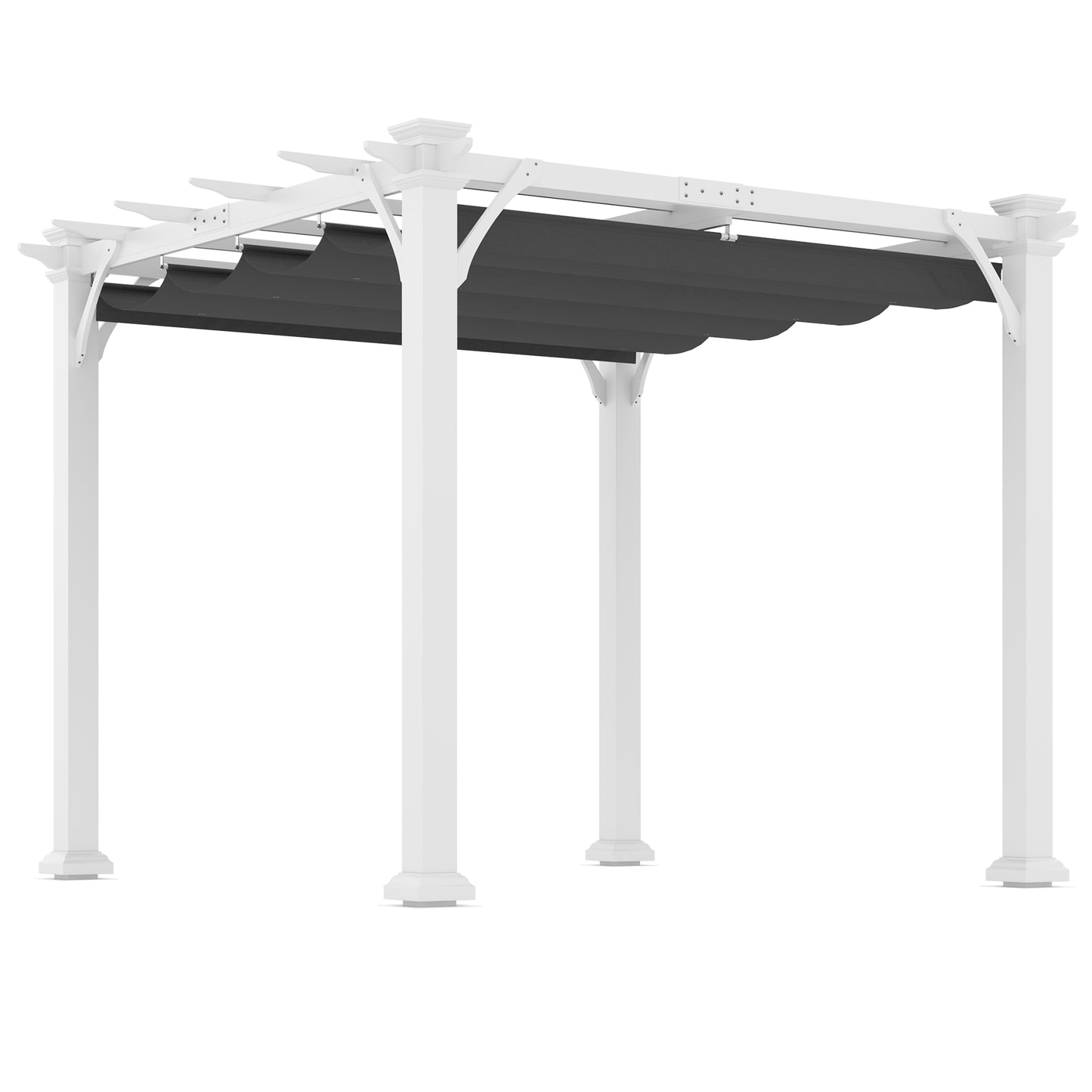 Outsunny 10' x 10' Retractable Pergola Canopy, Wood Gazebo Sun Shade Shelter for Garden, Patio, Backyard, Deck