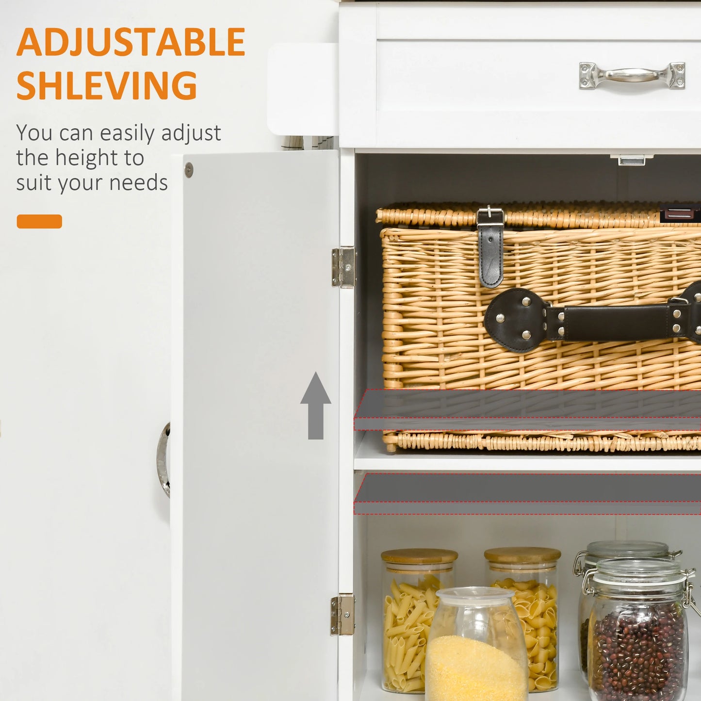 Foldable Kitchen Island with Storage Drawer, Farmhouse Style Rolling Utility Cart, Coffee Bar Cabinet on Wheels with Drop-Leaf Wood Top, White