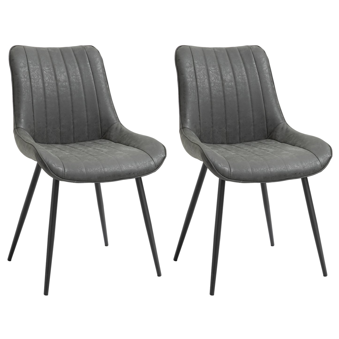 Dining Chairs 2 Set PU Upholstered Accent Chairs with Metal Legs for Kitchen, Grey