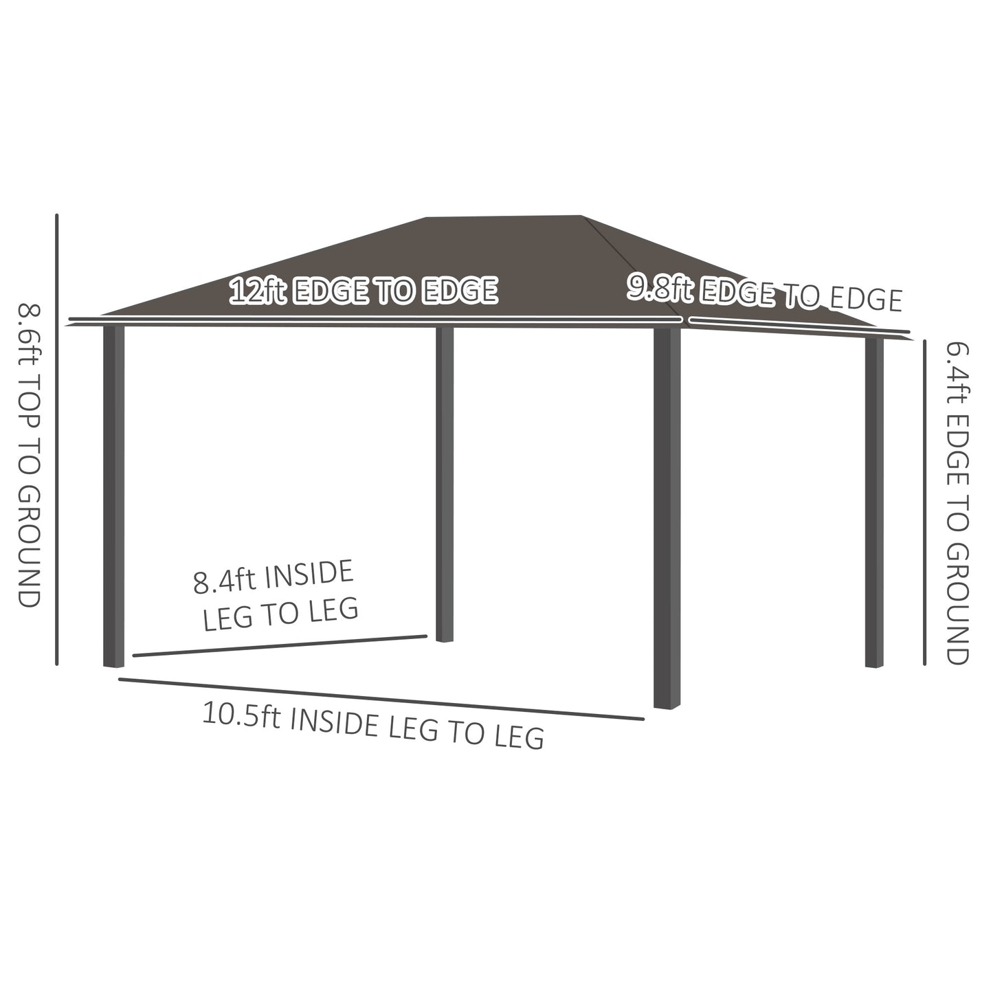 Outsunny 10' x 12' Deluxe Hardtop Gazebo with Metal Roof, Aluminum Frame Patio Gazebo Garden Sun Shelter Outdoor Pavilion with Curtains and Netting, Grey